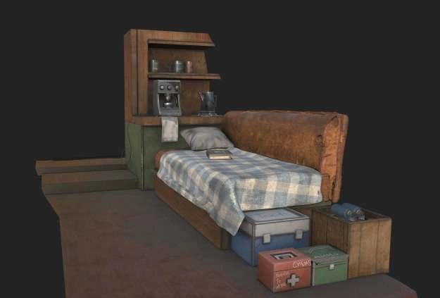 Bed and storage module · Surface study.