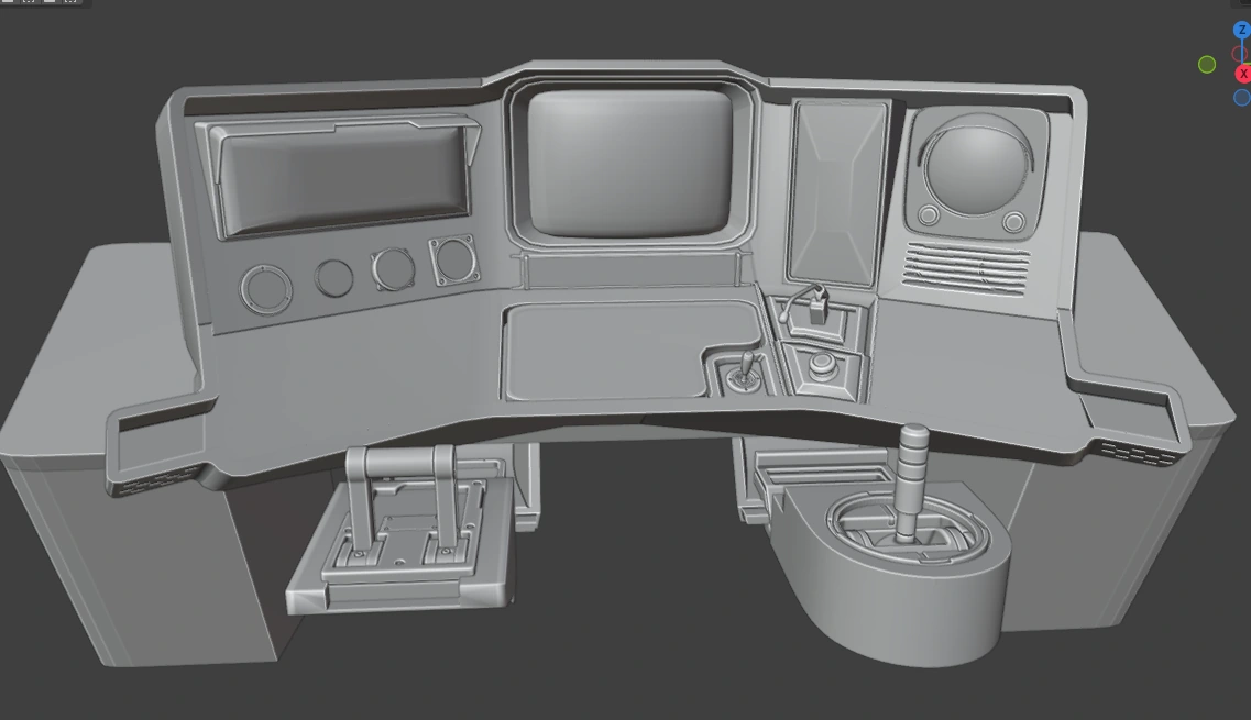 Earlier wide console · Untextured configuration.