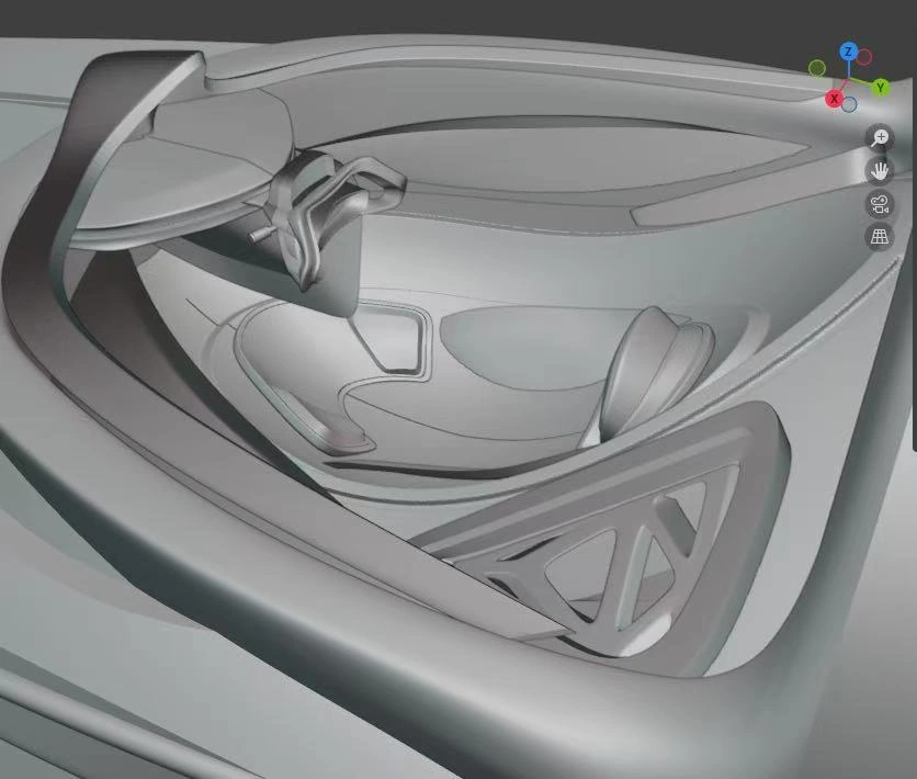 Cockpit geometry · Seat, controls and enclosing shell.